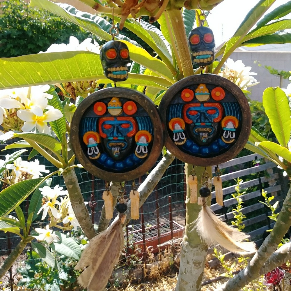 Handpainted Tonatiuh earrings